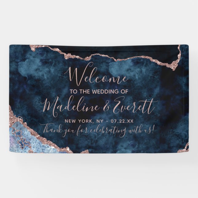 Hochzeitsempfang für die Hochzeit von Navy Blue Ro Banner (Horizontal)