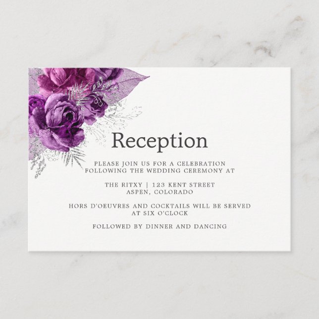 Hochzeitsempfang für Flora und Fauna Begleitkarte (Vorderseite)