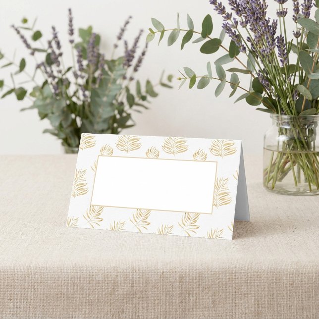 Hochzeitsempfang für Hochzeitsgäste mit Tischkarte Platzkarte (Fern leaf wedding reception guest name table card. place card)