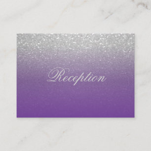 Hochzeitsempfang für lila und Silbernen Glitzer Begleitkarte