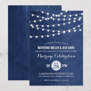 Hochzeitsempfang für Navy String Lights Einladung
