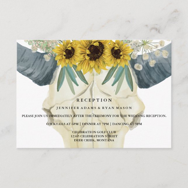 Hochzeitsempfang für Sonnenblumen Begleitkarte (Vorderseite)