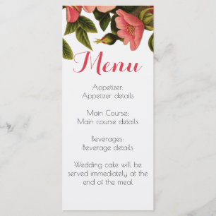 Hochzeitsempfang Gast-Menü Menükarte