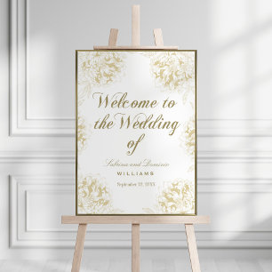 Hochzeitsempfang Gold Elegante Peony Floral Poster