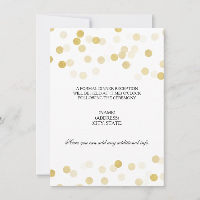 Hochzeitsempfang Gold Foil Glitzer Lights Einladung (Vorderseite)