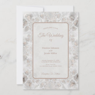 Hochzeitsempfang Gold Weißes Silber Einfaches Eleg Einladung