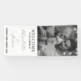 Hochzeitsempfang - Happy Couple Foto Weiß Empfang Banner