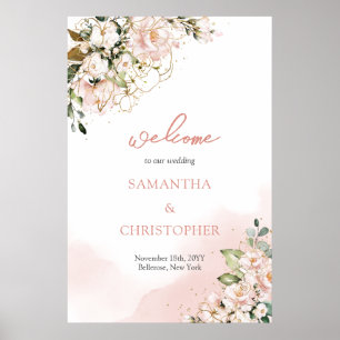 Hochzeitsempfang im eleganten Boho Aquarell Rosa Poster