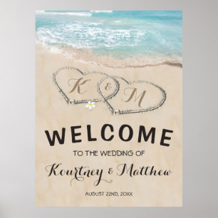 Hochzeitsempfang im tropischen Vintag Beach Heart Poster
