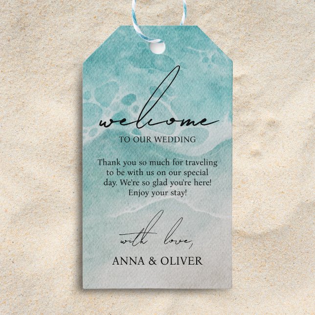 Hochzeitsempfang im Wasser des Ocean Beach Geschenkanhänger (Wedding Welcome Bag Gift)