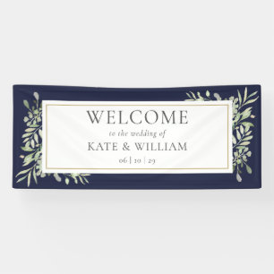 Hochzeitsempfang in Blue Greenerage Foliage Banner