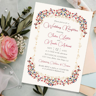 Hochzeitsempfang in Luxus Botanical Floral Paisley Einladung