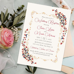 Hochzeitsempfang in Luxus Botanical Floral Paisley Einladung