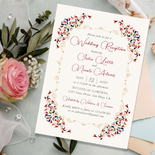 Hochzeitsempfang in Luxus Botanical Floral Paisley Einladung