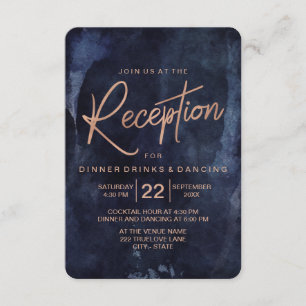 Hochzeitsempfang in Navyblau und Roségold Begleitkarte