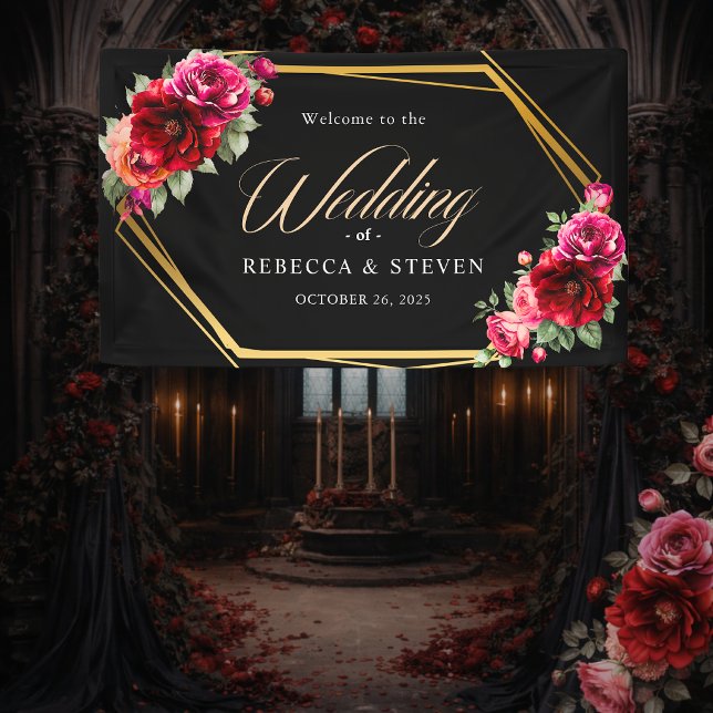 Hochzeitsempfang in Rot-Schwarz Banner (Von Creator hochgeladen)