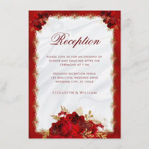 Hochzeitsempfang in Rot und Gold Begleitkarte