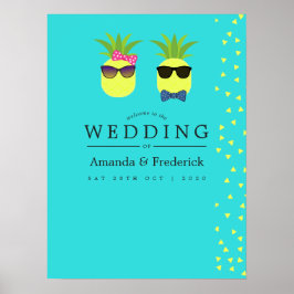 Hochzeitsempfang in Türkis und Lemon Summer Beach Poster