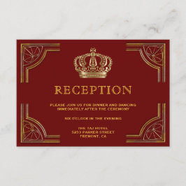 Hochzeitsempfang in Verzierter Crown Red Gold Begleitkarte
