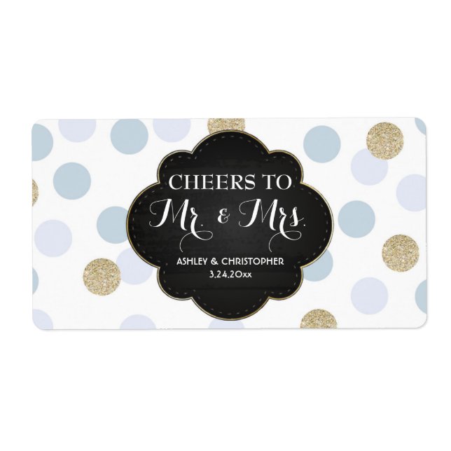 Hochzeitsempfang Mini Champagne Label Polka Dots (Vorne)