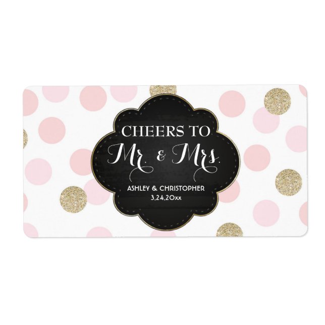 Hochzeitsempfang Mini Champagne Label Polka Dots (Vorne)