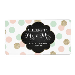 Hochzeitsempfang Mini Champagne Label Polka Dots