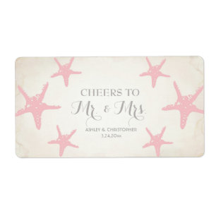 Hochzeitsempfang Mini Champagner Label Starfish