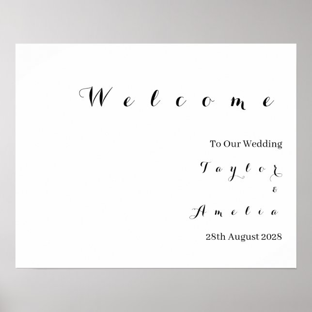 Hochzeitsempfang Minimal Moderne Typografie Poster (Vorne)