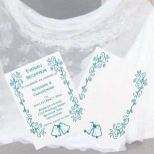 Hochzeitsempfang mit aquamarinen Glocken Einladung