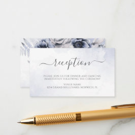 Hochzeitsempfang mit dunkelblauer Wasserfarbe Begleitkarte