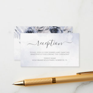 Hochzeitsempfang mit dunkelblauer Wasserfarbe Begleitkarte