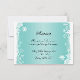 Hochzeitsempfang mit hellblauem und weißem Schneef Einladung