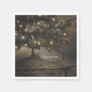 Hochzeitsempfang mit Vintage-Baum und Nachtlichter Serviette