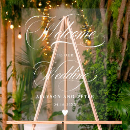 Hochzeitsempfang mit weißer Schrift Acrylschild