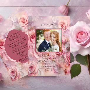 Hochzeitsempfang nach Party Feier Rosa Mitteilungskarte