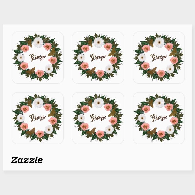 Hochzeitsempfang Probe Elegante Porto Quadratischer Aufkleber (Blatt)