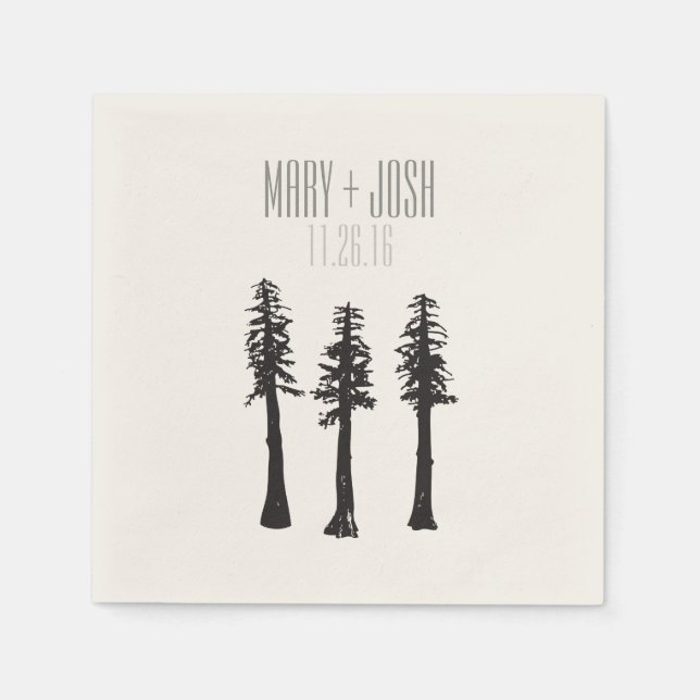 Hochzeitsempfang Redwood Tree Cocktail Napkin Serviette (Vorderseite)