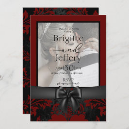 Hochzeitsempfang Rot-Schwarz-Foto Einladung