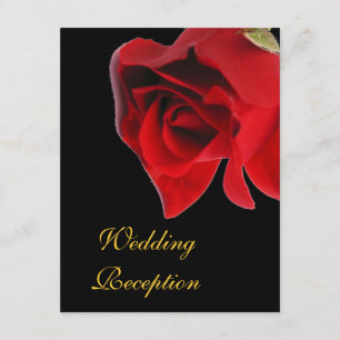 Hochzeitsempfang rote Rose auf schwarz Einladung