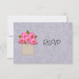 Hochzeitsempfang RSVP Krug mit Pfingstrosen Einladung