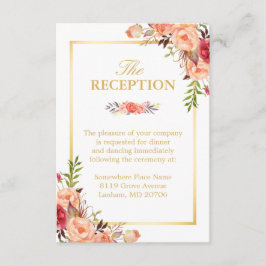 Hochzeitsempfang Rustikales Gold Orange Blumenchic Begleitkarte