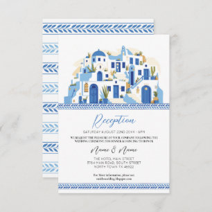 Hochzeitsempfang Santorini Griechenland Blau Griec Begleitkarte