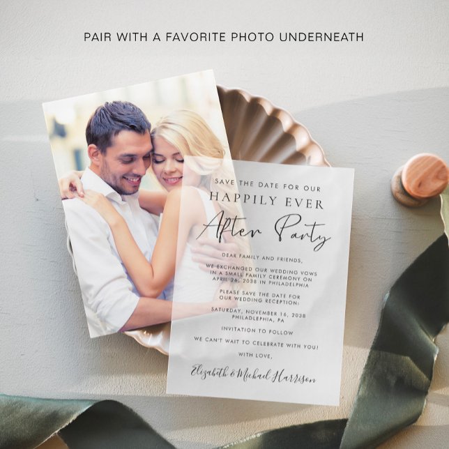 Hochzeitsempfang Save the Date (Elevate your wedding reception save the dates with the timeless beauty of vellum overlays)
