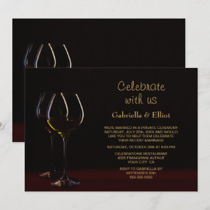 Hochzeitsempfang Schwarzes Gold Weinglas Party Einladung