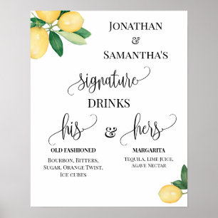 Hochzeitsempfang Signature Drinks Zitronen Schild