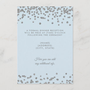 Hochzeitsempfang Silber Glitter Konfetti Eisblau Einladung