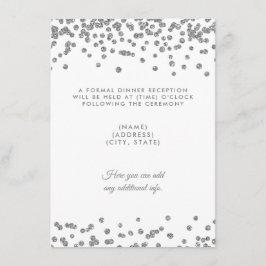 Hochzeitsempfang Silberner Glitzer Confetti White Einladung