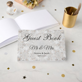 Hochzeitsempfang Silver White Gold Einfaches Elega Gästebuch