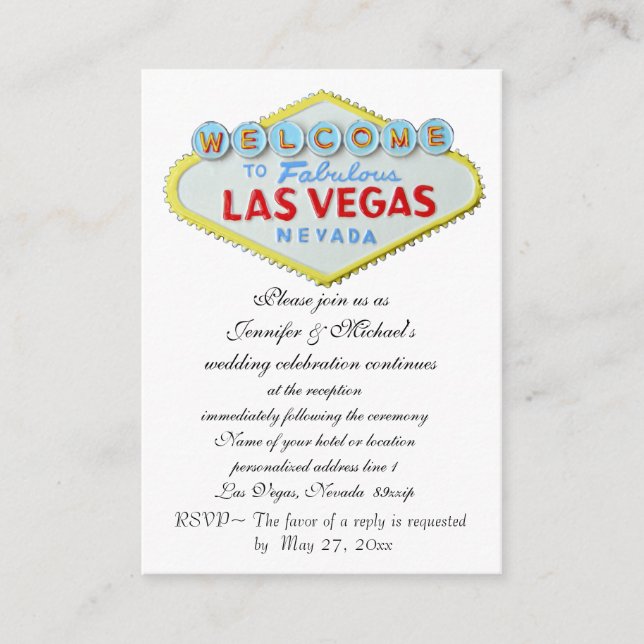 Hochzeitsempfang Vegas Thema Begleitkarte (Vorderseite)