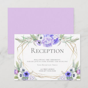 Hochzeitsempfang   Violet Anemone Floral Bouquet Einladung